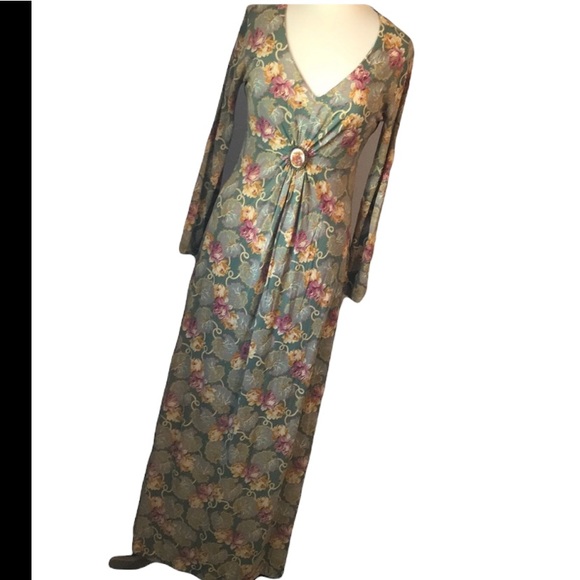 Vintage Dresses & Skirts - Vintage Boho festival floral dress with brooch detail